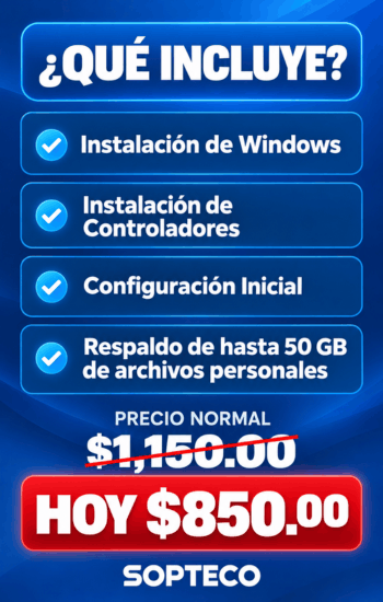 Información de formateo y restauración de Windows SOPTECO